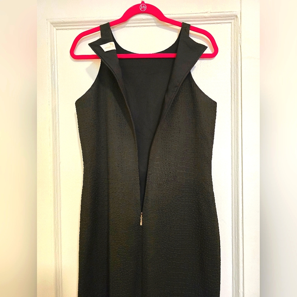 Amanda Uprichard Faux Reptile Sleeveless Racerback Dress – Black, Size Large - Picture 3 of 9